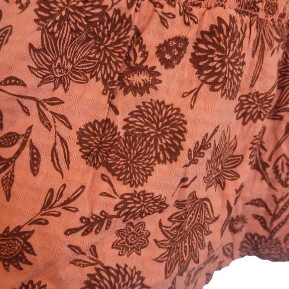 UNIVERSAL Thread Women's Coral Floral Cotton/Rayon/Spandex Smocked Balloon Sleev - Picture 5 of 9